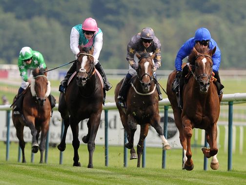 Hunter's Light leads his rivals home in the Rose Of Lancaster Stakes