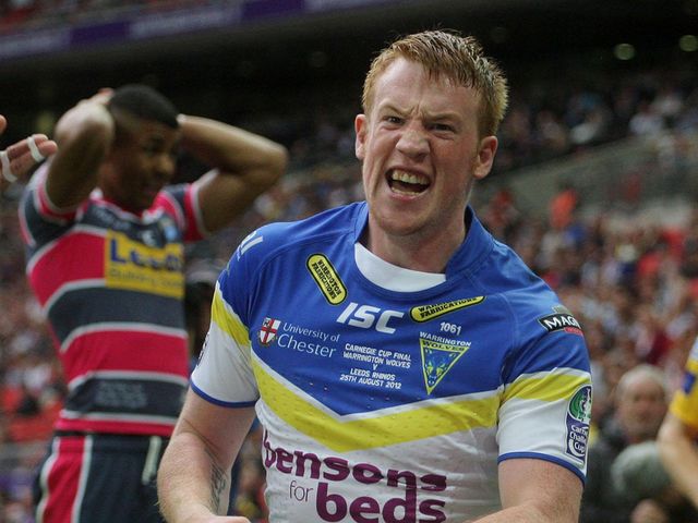 Chris Riley after scoring for Warrington