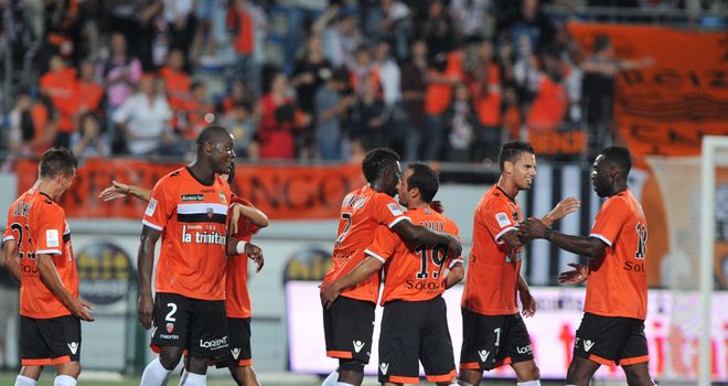 Lorient celebrate against Montpellier