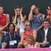 Catherine, Duchess of Cambridge, attends the women's hockey bronze medal match between New Zealand and Great Britain.