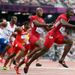 100m Bronze medalist justin Gatlin runs a superb final leg to secure America the fastest qualifying time and first place in the second heat