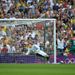 Oribe Peralta of Mexico scores their second goal during the Men's Football Final against Brazil.