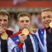 Chris Hoy, Philip Hindes and Jason Kenny won the team sprint in the velodrome