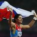 Russia's Tatyana Lysenko throws an Olympic Record distance of 78.18m to take Gold