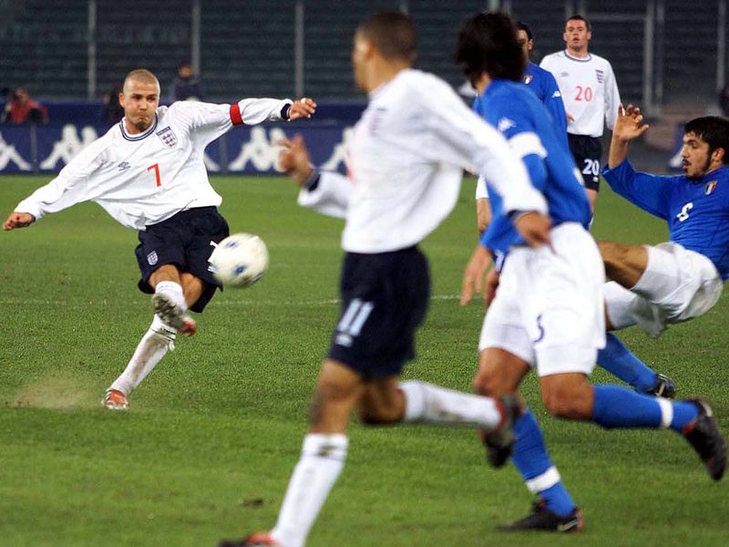 David Beckham wore the armband for the first time during a friendly in Turin in 2000...