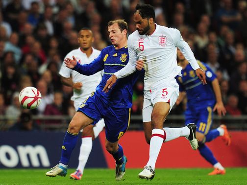 Joleon Lescott in action against Ukraine.