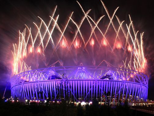 Fireworks lit up the Olympic Stadium during the closing ceremony