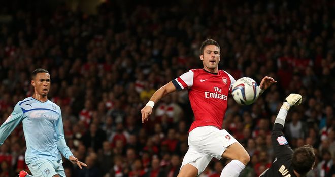 Giroud: Scores his first goal for the club