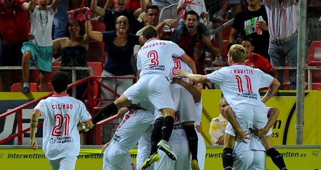 Sevilla celebrate against Real Madrid