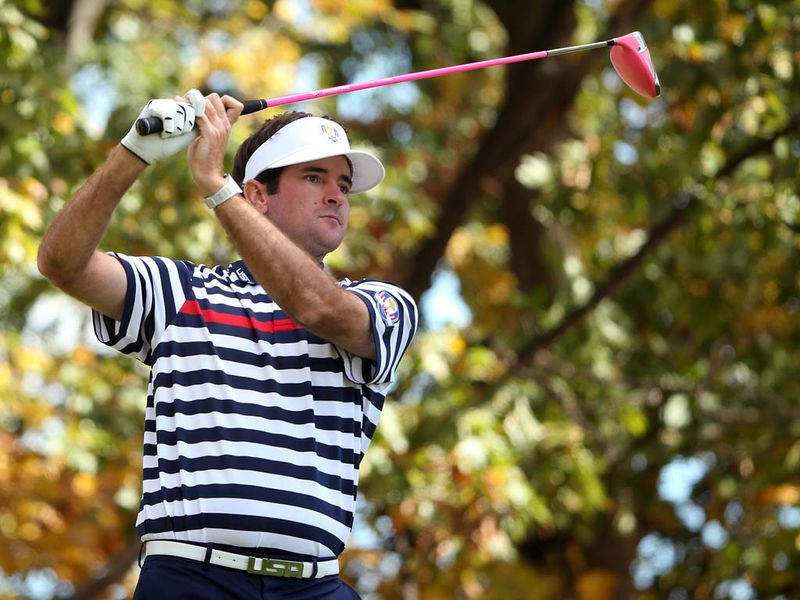 Bubba Watson struggles to keep up with Donald over the first nine holes.