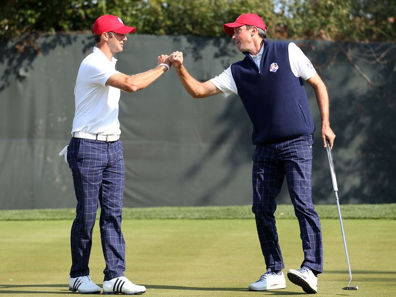 Johnson (L) and Kuchar were well in control against Rose and Kaymer