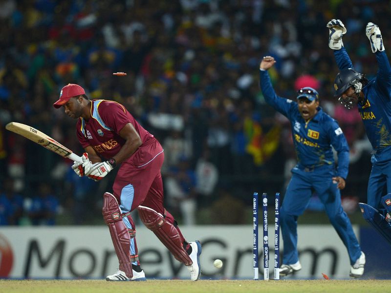 Ajantha bowled Kieron Pollard for one.
