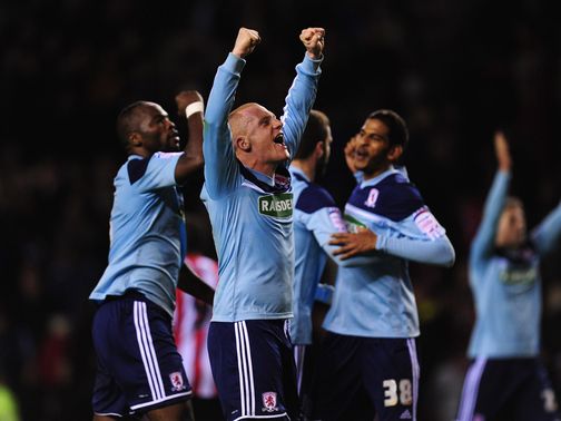 Middlesbrough celebrate against Sunderland
