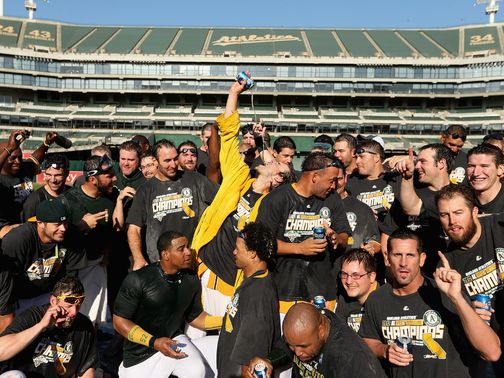The Oakland Athletics celebrate the AL West title.