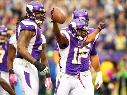 Harvin celebrates a touchdown