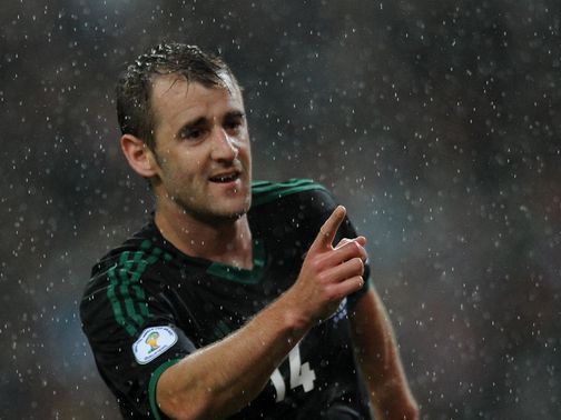 Niall McGinn celebrates his goal for Northern Ireland
