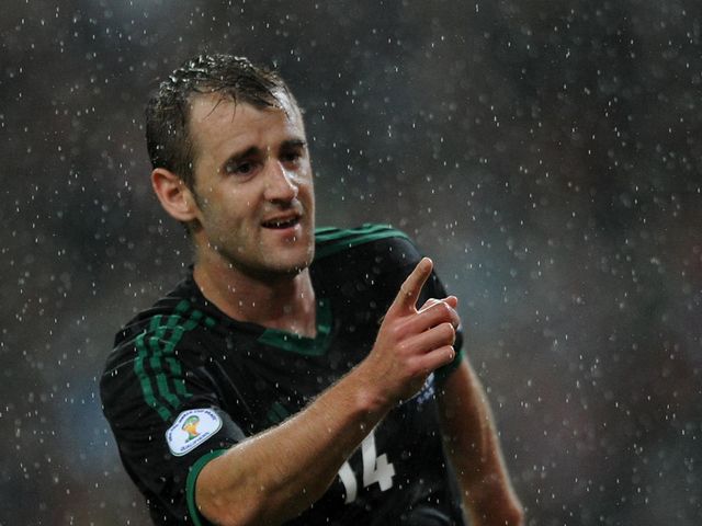 Niall McGinn celebrates his goal for Northern Ireland