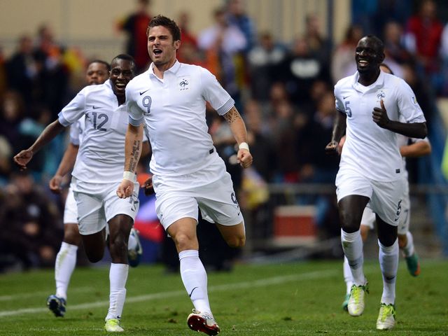 Olivier Giroud celebrates his equaliser