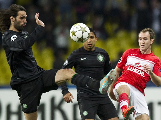 Georgios Samaras challenges Aiden McGeady