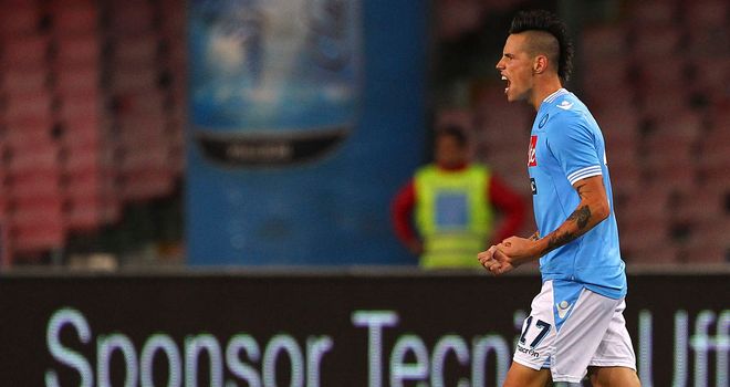Marek Hamsik celebrates his winning goal