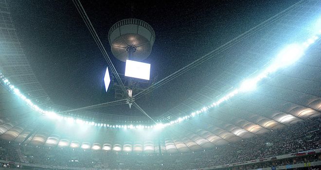 Warsaw National Stadium: Roof was left open on Tuesday, forcing World Cup qualifier to be postponed