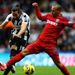 Jonas Gutierrez took a shot during the first half of Newcastle's game against West Brom