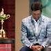 The European team captain attempts to compose himself before an emotional speech.