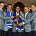 The English boys pose for a photo with Jose Maria Olazabal.