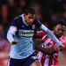 Boro's Faris Haroun battles for possession with Sunderland midfielder Stephane Sessegnon.