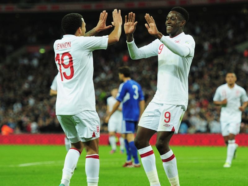 Danny Welbeck celebrates scoring England's second