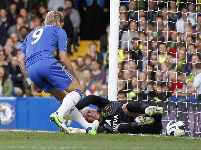 Three minutes later Chelsea level, Ivanovic's cross finds Fernando Torres just eight yards out...