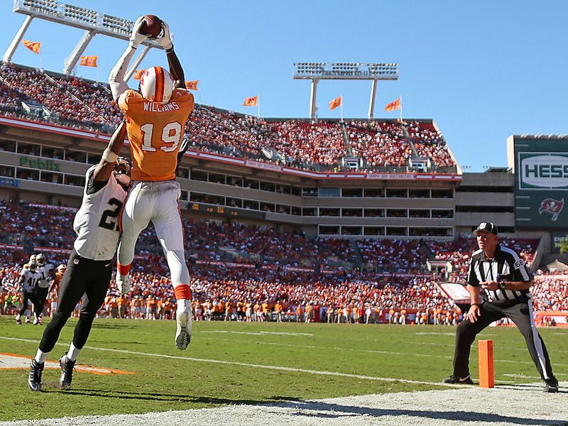 Mike Williams attempts to catch a pass for the Buccaneers in their loss to the Saints