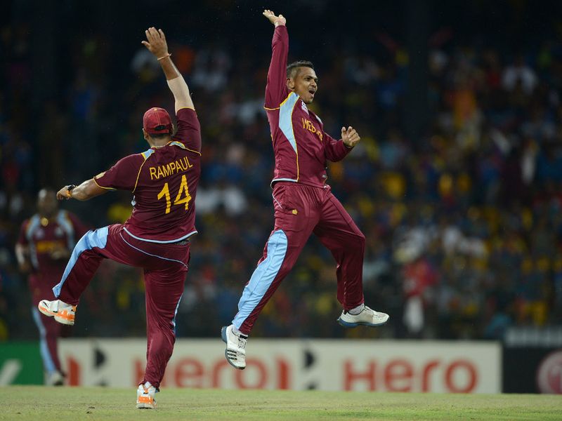Sunil Narine captured Jayawardene's wicket with his score on 33, to leave Sri Lanka on 64/4.