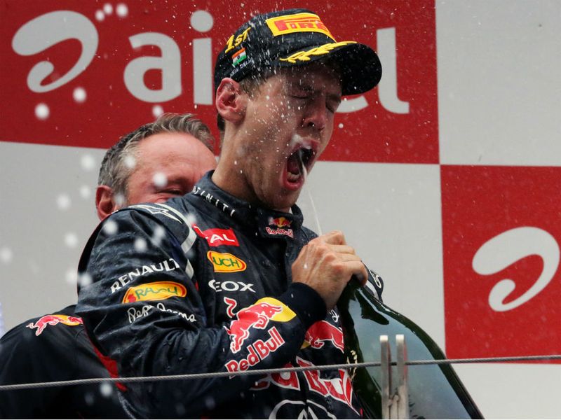 Vettel celebrates his win