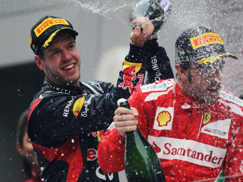 This was only time Vettel had to attack another driver all day