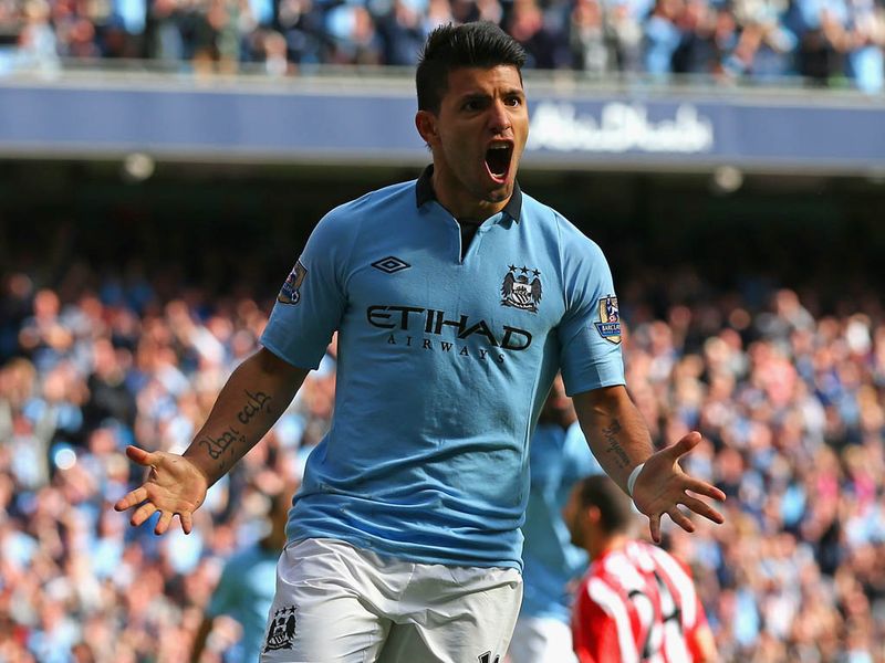 ...and substitute Sergio Aguero, who had only been on the field five minutes, sidefoots home from close range.