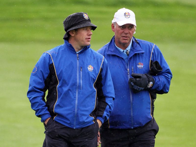 Clarke has now been vice-captain twice and here helps out Westwood at Celtic Manor.