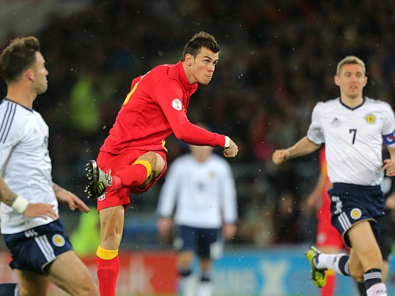 Gareth Bale goes close for Wales