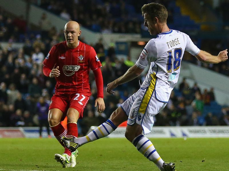 Michael Tonge fires Leeds United ahead at home to Southampton in the 35th minute.