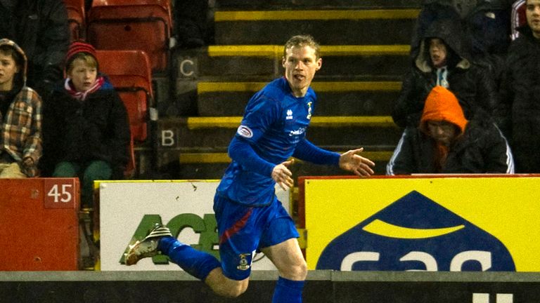 Billy McKay: Celebrates one of his goals for Caley