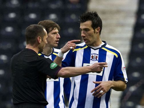 Manuel Pascali is shown the red card