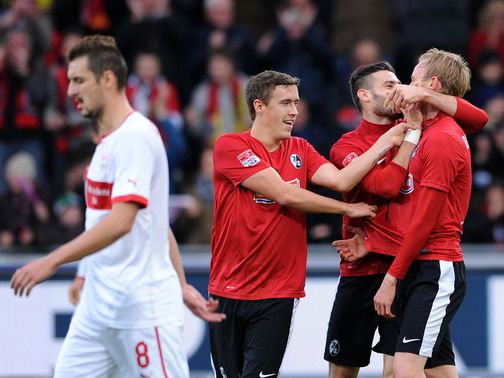 Freiburg celebrate against Stuttgart