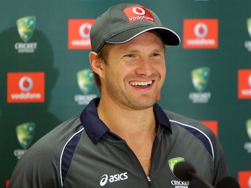Shane Watson faces the press on Monday.