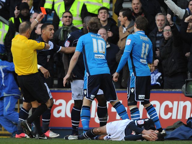 Luke Varney sees red at The Den