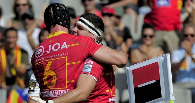 Perpignan's Alasdair Strokosch (left) and Guilhem Guirado (right) 2012