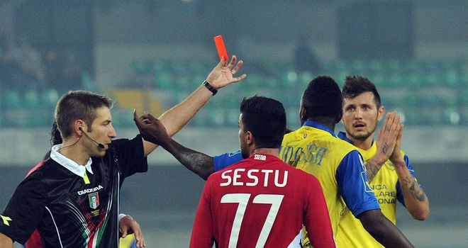 Mamadou Samassa is sent off