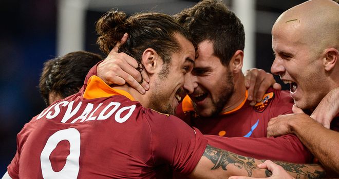 Osvaldo: Celebrates his strike