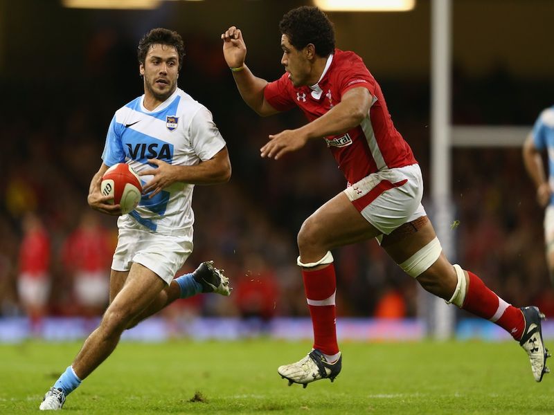 Juan Martin Hernandez carries the ball for Argentina