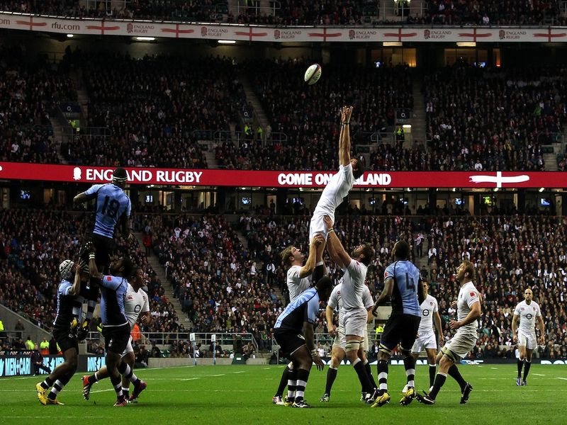 Tom Wood rises to grab the ball at a line-out