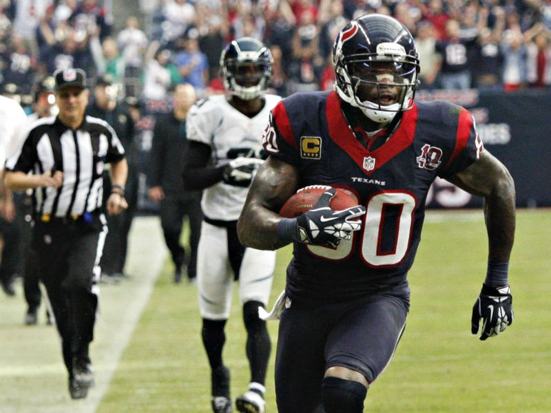 Andre Johnson went 48 yards for the winning touchdown as Houston beat Jacksonville 43-37